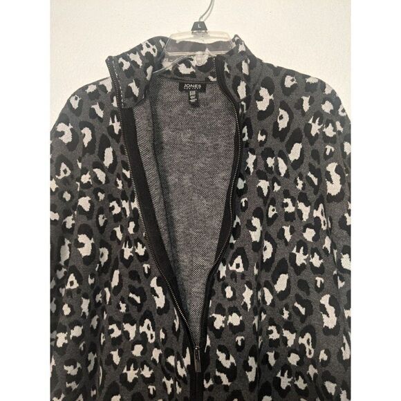 Jones New York Gray Leopard Cape Poncho Sweater Size S/M - Picture 10 of 15